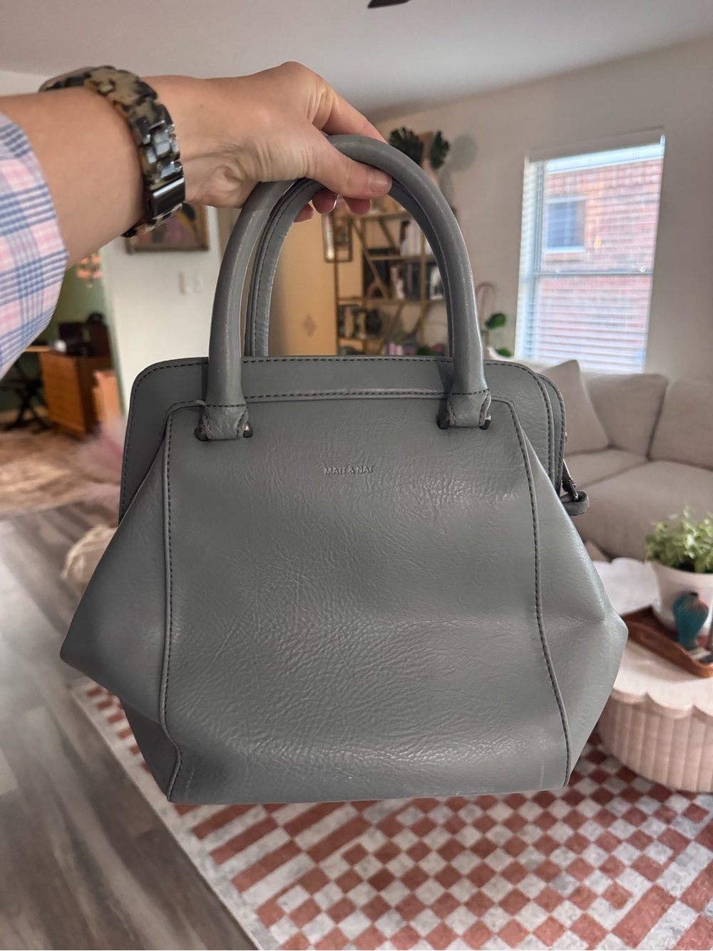 Matt & Nat Vegan Leather Blue/Gray Structured Doctor Bag